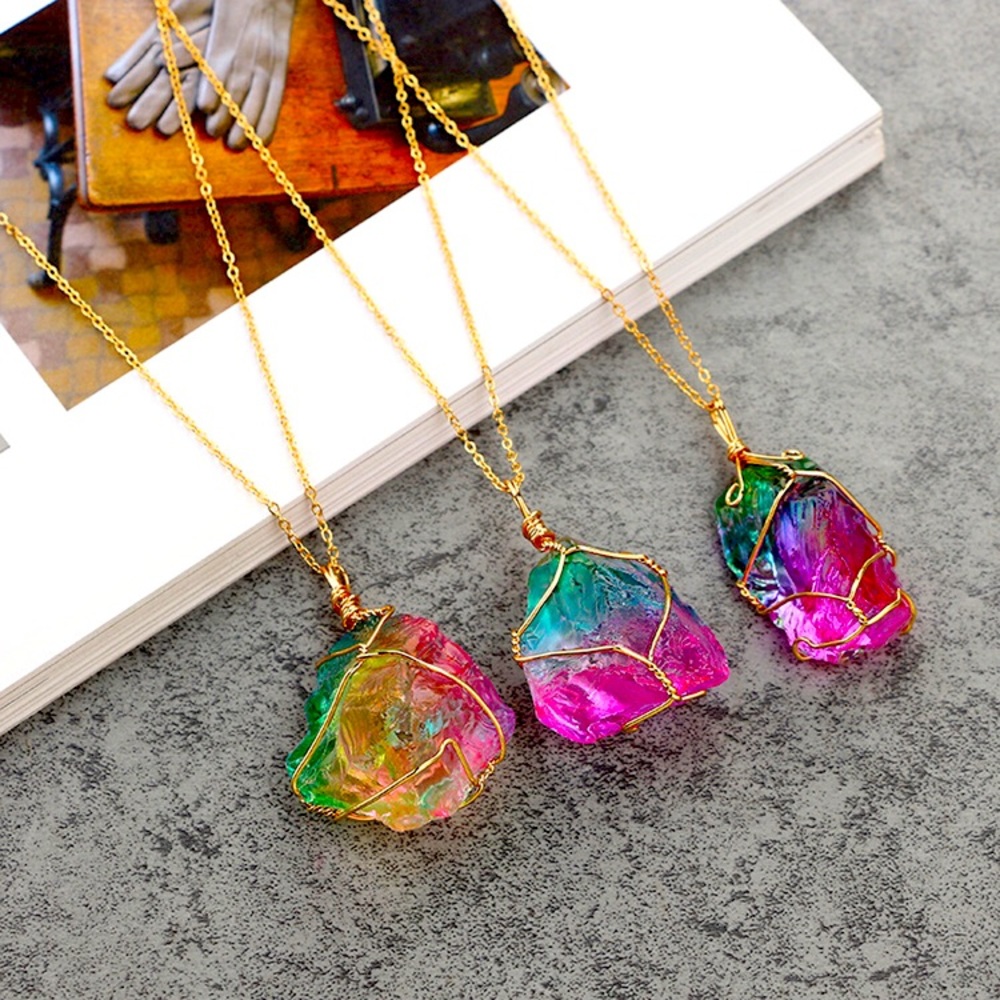 Rainbow Necklace pendant Gemstone  Chakra Necklace - Picture 2 of 6
